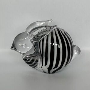 Art Glass Bunny Rabbit With Zebra Stripes Paperweight Figurine